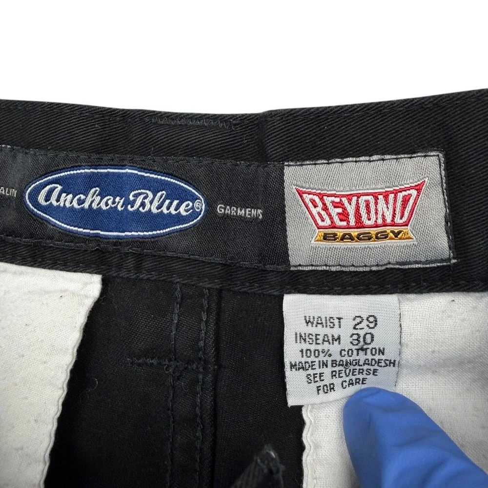 Anchor Blue Beyond Baggy Pants Mens‎ 29 Black Chino Skate Y2K Workwear 90s VTG